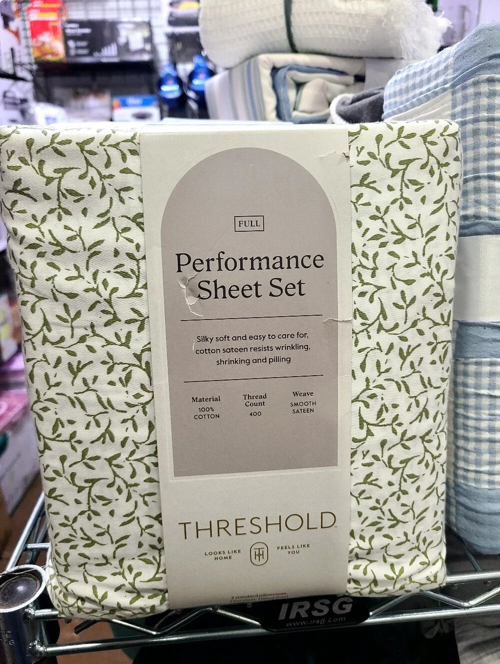 Threshold Performance 400 Thread Count Sheet Set Green Vine